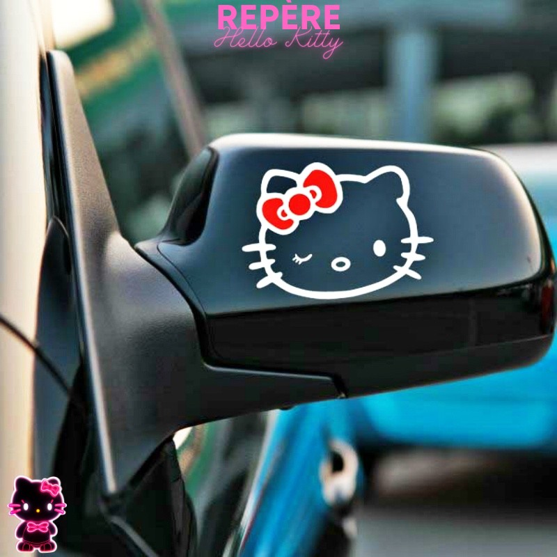 Sticker hello kitty clin d’oeil blanc et rouge x2