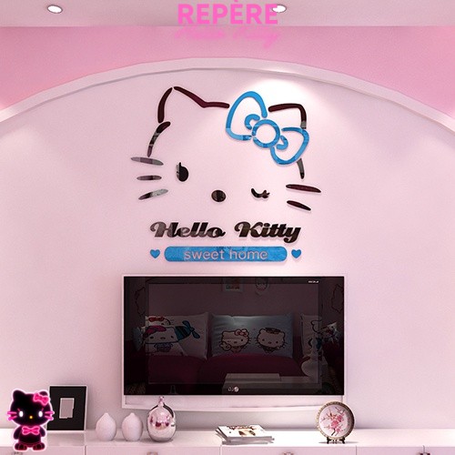 Sticker hello kitty sweet bleu et noir