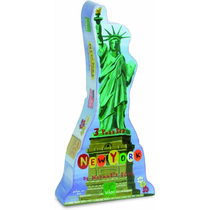 3 Puzzles en bois – New York – 140 pièces – Vilac