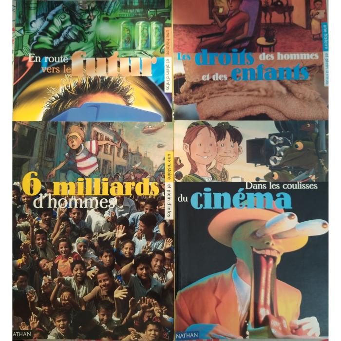 Lot livres n°7 – Une histoire et plein d’infos – 4 livres série Mégascope – Nathan