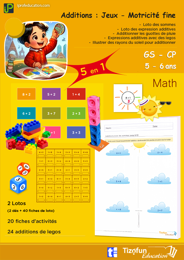 Apprendre les additions par les jeux et les exercices de motricité fine en GS et CP